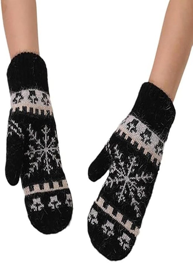 OVOY Womens Winter Warm Lining Knit Gloves Mittens Cozy Knit Thick Thermal Snow Gloves for Cold Weather - Image 5